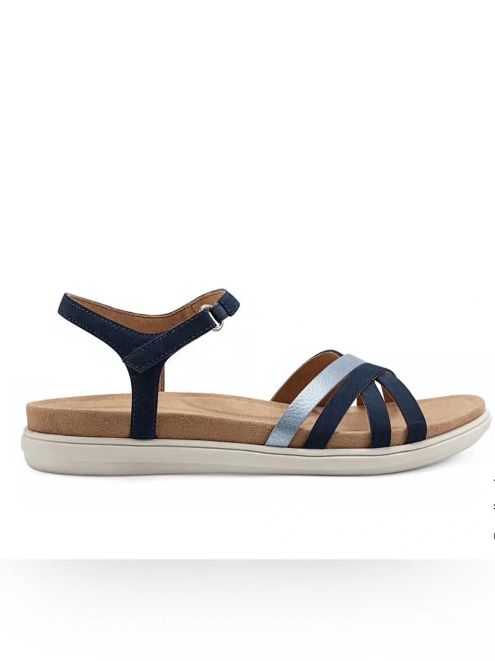 Easy Spirit Navy and Silver Cross-Strap Ankle Sandal